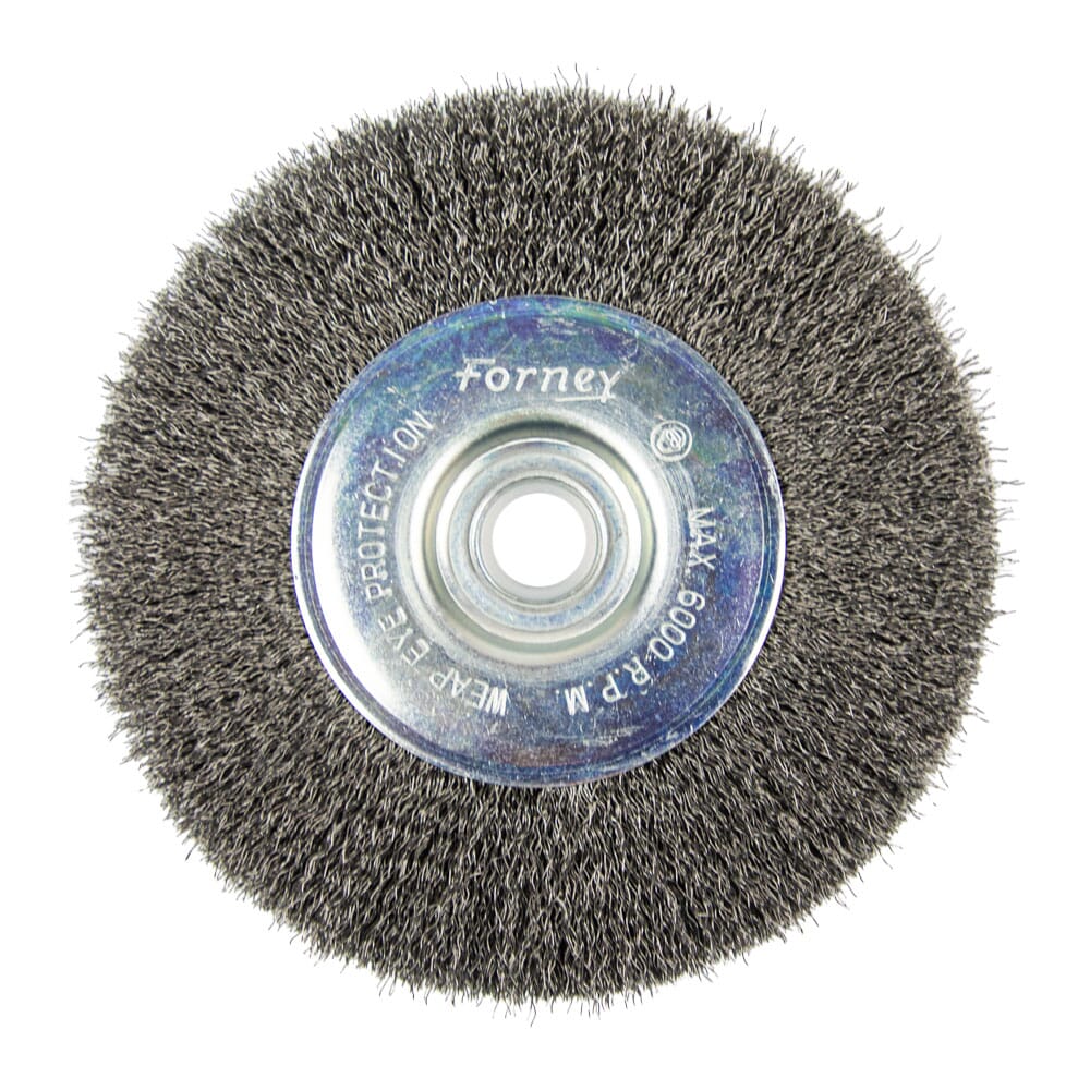 Wire Wheel, Crimped, 5 in x .008 in x 1/2 in - 5/8 in Arbor